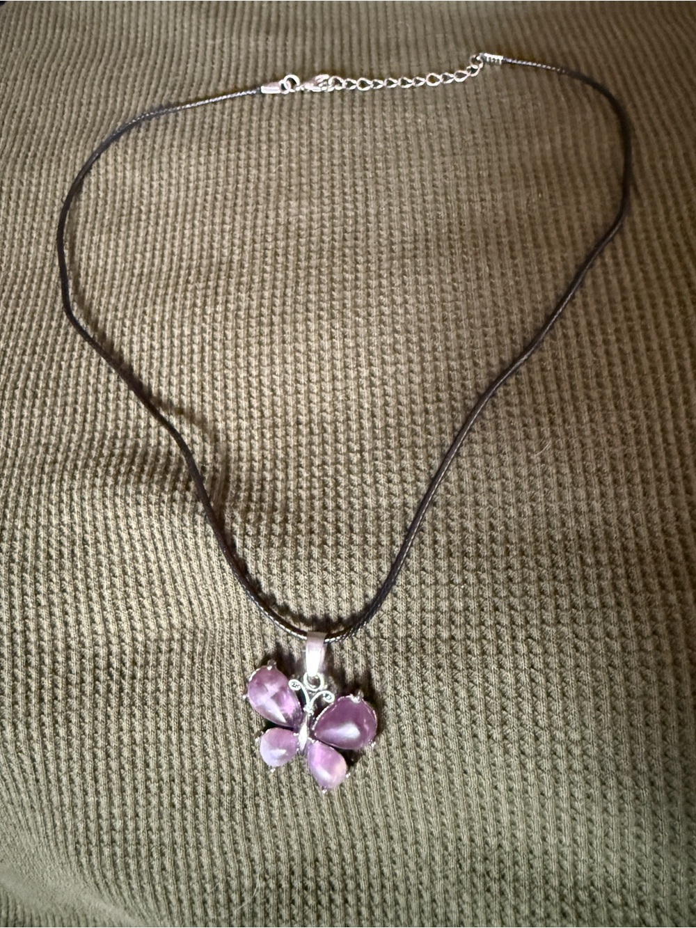Purple Butterfly Pendant Necklace - Unbranded